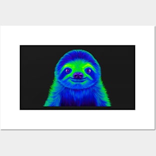 Blue and Green Sloth Posters and Art